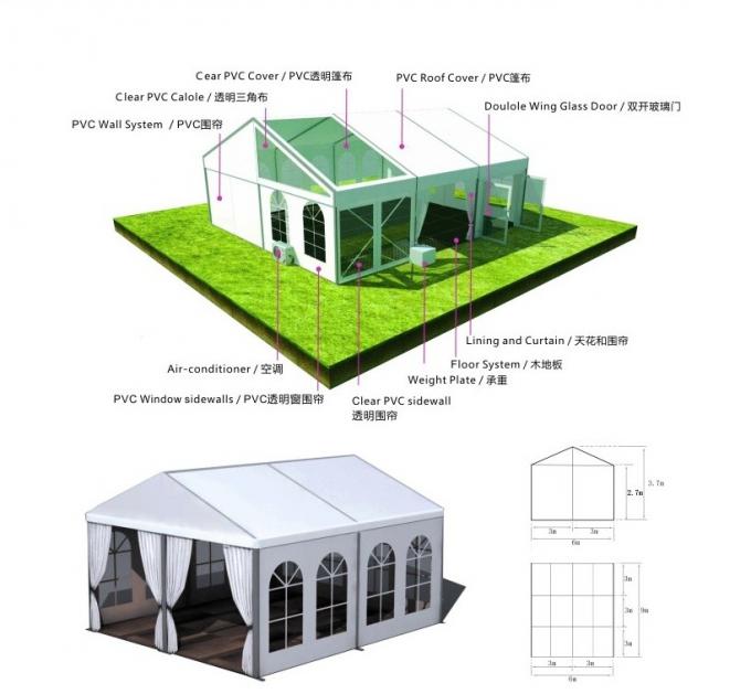 유리/PVC 문을 가진 주문을 받아서 만들어진 명확한 PVC 지붕 결혼식 천막